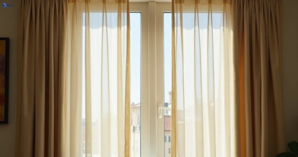 Dusty and dull curtains in regents-park before steam cleaning